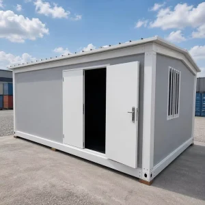 Detachable Container House Single Story Bolt-Together Prefabricated Modular Office Cabin Steel Frame Light Grey