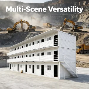 Detachable Flat Pack 20ft Sandwich Panel Prefabricated Office Building with Q235 Light Steel Frame for Construction Site Camp
