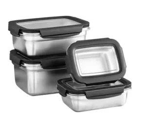 Detachable Full Surround Black Border Clear Lid Stainless Steel Eco Friendly Freshness Preservation Lunch Box Outdoor Camping
