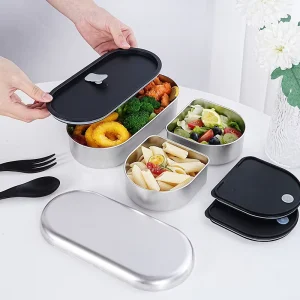 Devided 2 Layers Stainless Steel Lunch Box 3 Compartment Stainless Steel Bento Box Stainless Steel Bento Lunch Box
