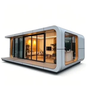 Direct Sale Prefab Luxury Mini Apple Cabin House Light Steel Frame Fire Rated Modern Portable 20Ft 40Ft Office Pod Container