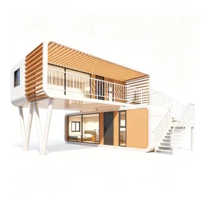 Direct Sale Prefab Luxury Mini Apple Cabin House Light Steel Frame Fire Rated Modern Portable 20Ft 40Ft Office Pod Container