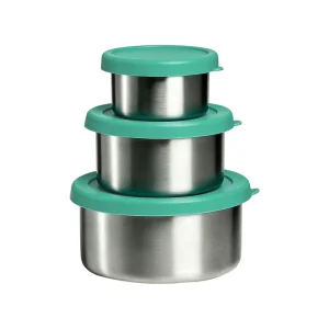Dishwasher & Freezer Safe 3pcs 304 Stainless Steel Snack Containers with Leakproof Silicone Lids