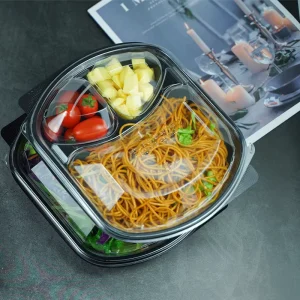 Disposable Biodegradable Food Container Clear Lid Unique Take Containers Microwave 3 Compartment Black Plastic Box