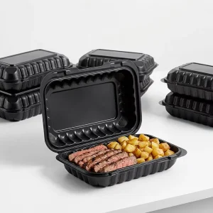 Disposable Food Boxes 3 Compartment Lunch Containers for Meal Prep Takeaway Packaging