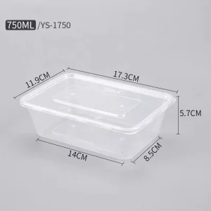 Disposable Hot Takeaway Lunch Box Plastic Containers Chinese Style Rectangular 750ml Freshness Preservation Customized