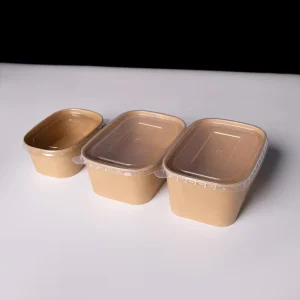 Disposable Takeaway Box Rectangle Kraft Paper Meal Container with Clear Lid OEM Custom Logo Bulk Biodegradable Box