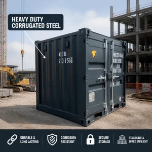Double Doors Construction Site 6FT Storage Shipping Container New Small Scale Robust Storage Pod with Lockable