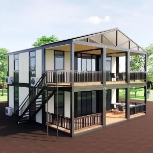 Double Floor Waterproof Sandwich Panel Steel Prefab Container Integrated Movable Luxury Home with Bedroom