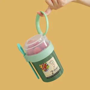 Double-Layer Light Food Salad Cup Fat Reduction for Home Outdoor Fresh-Keeping Fruit Vegetable Cups Fashionable Lunch Boxes