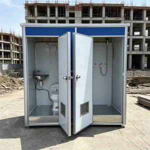 Double Prefabricated Camping Container Outdoor Portable Cabin Toilet Pod Prefab Bathroom Mobile Modural Toilet 2 Door In Stock