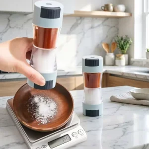 Double Spouted Measuring Salt Shaker Seasoning Jar Salt Control Jar Sealed Jar Kitchen Salt Shaker Seasoning Bottle
