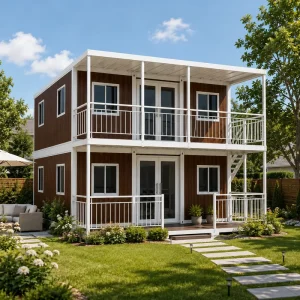 Double-Storey Modular Container House with External Staircase for Worker Dormitory Site Office and Camp Accommodation