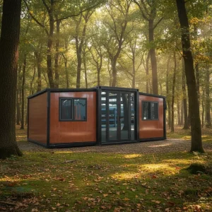 Double Wing Container House Modern Expandable Container House with Terrace for Jungle Lodge Glamping Hotel