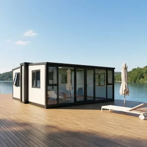 Double Wing Expandable Container House Prefab Glamping Cabin Modular Villa for Resort Campsite Homestay Use
