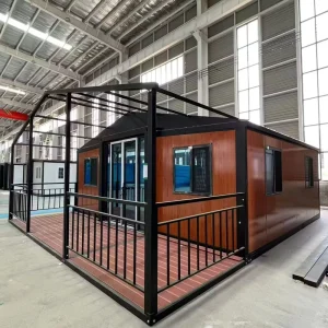 Double Wing Expandable Container House Quick Install Portable Prefab Home Triple Space with Rock Wool Insulation for Labor Camp