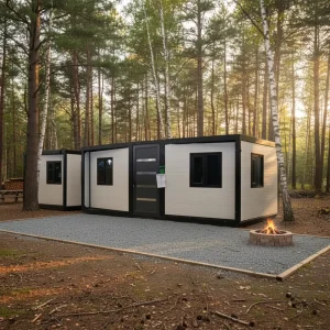 Double Wing Expandable Steel Container House Prefabricated Modern Container Cabin Boutique Hotel Bedroom Villa