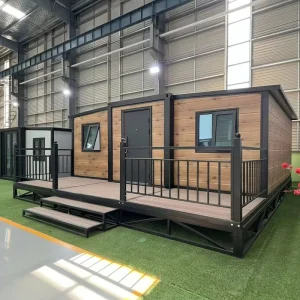 Double Wing Folding Container House Expandable Prefab Modular Home with EPS Sandwich Panel for Office Dormitory Use