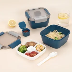 Double-layer Divided Lunch Box for sealed with Food Storage Container Microwaveable to Office Workers