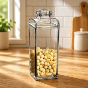 Dried Flower Acrylic Storage Jar Transparent Square Food and Tea Storage Jar Classic Kitchen Sealing Jar