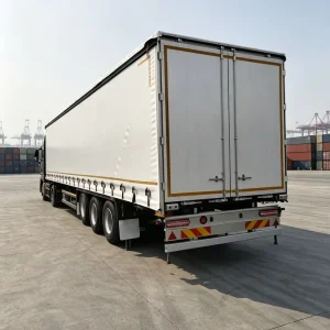 Dry Van Semi Trailer with Sliding Side Curtain Tri Axle Aluminium Construction 12R22.5 Tires Over 30000kg Payload Capacity