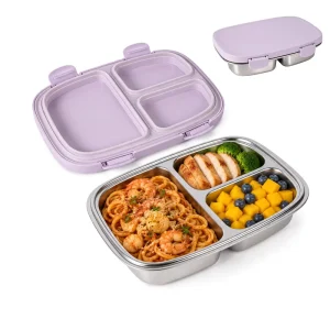 Durable Easy Clean Food Grade Lunch Box Metal Sectioned Portable for Office Work Meal Prep Storage Custom Logo
