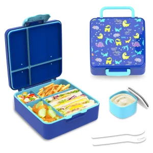 Durable Kids Lunch Box BPA Free PP Plastic Food Container with Cutlery Easy Open Bento Storage Box
