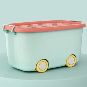 Durable PP Plastic Eco Friendly Injection Storage Box Rectangle Shape Kids Toys Containers Bins Wheels Handles