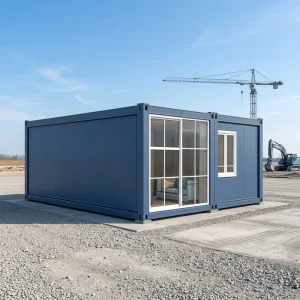 Durable Portable Flat Pack Prefab Modular Container House Large Glass Window for Road Bridge Construction Site Dispatch Office
