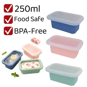 Durable Silicone Storage Luxurious Metal Frame Easy Release Meal Tray for Soup Broth Sauce BPA Free Microwavable Leak Proof