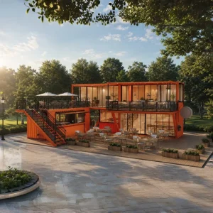 Durable Steel-framed, Fully Equipped 40-foot Commercial Container for Barbecue Dining.