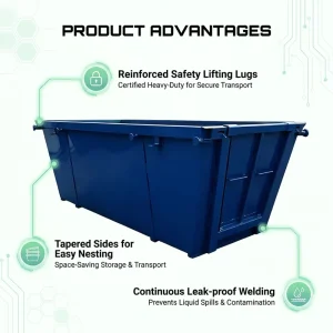 Durable Waste Container Hook Lift Dumpster Open Top Builders Skip Bin for Scrap Metal