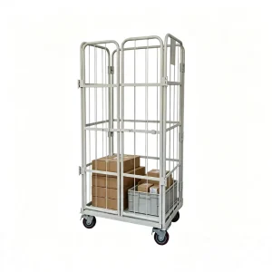 E Commerce Fulfillment Center Nestable Roll Cage Container Foldable Steel Trolley for Parcel Sorting