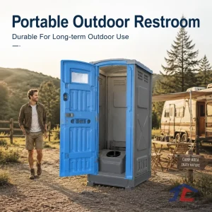 Easy Move Portable Toilet Cabin Mobile Restroom with Ventilated Interior for Camping Construction Site