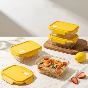Eco Friendly Airtight Borosilicate Glass Meal Prep BPA Free Food Storage Container Set with Lid for Presents