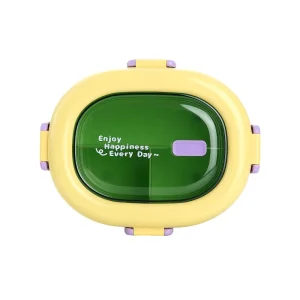 Eco-Friendly BPA Free Plastic 3-Compartment Dual-Tier Leak-Proof Microwavable Portable Kids Tiffin Reusable Storage Lunch Box