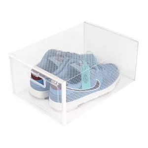 Eco Friendly Clear Plastic Foldable Stackable Shoe Storage Containers for Home Use by Sneaker Resellers & Collectors