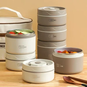 Eco Friendly Double Wall Office Workers and Students Round Food Container Lunch Box