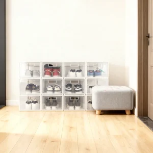 Eco Friendly Foldable Shoe Organizer Y20 Transparent Storage Box with 5 Layer Design