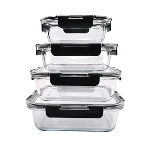Eco-Friendly Glass Food Container with Lid Microwavable Lunch Box Sets