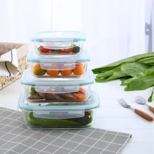 Eco Friendly Glass Lunch Boxes Leakproof Food Storage Container with Airtight Vent Lid