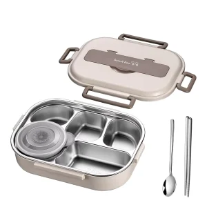 Eco Friendly High Capacity Stainless Steel Portable Insulation Lunch Box Microwavable Heating Compartment for Students