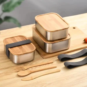 Eco Friendly Stainless Steel Mirror Polished Lunch Box Detachable Compartment Divider 1-3L Capacity Freshness Preservation
