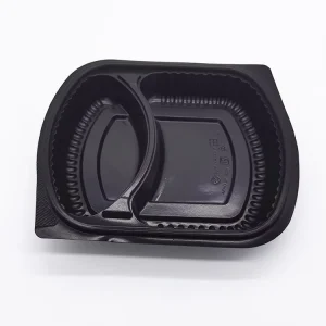 Eco-friendly Disposable Plastic Restaurant Storage Food Box 2 Compartment Microwave Safe Leak-proof Food Grade