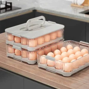 Egg Organizer Storage Box with Handle for Refrigerator