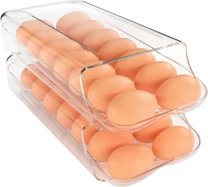 Egg Storage Egg Holder for Fridge Automatic Rolling Egg Container for Refrigerator for Organizers and Storage