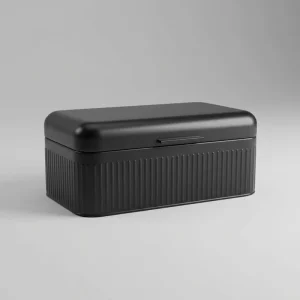 Embossed Cast Iron Rectangle Bread Box Metal Handle Bamboo Lid Eco-friendly PP Plastic Multifunction Food Storage Bin Freshness