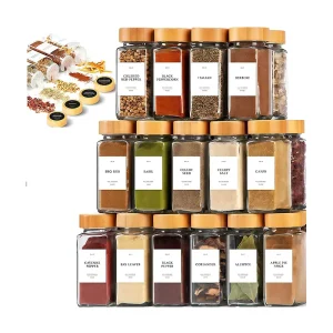 Empty 4oz 120ml Rectangle Clear Custom Spice Jar for Seasonings Herbs Salt Storage Kitchen Containers Glass Jar With Wooden Cap