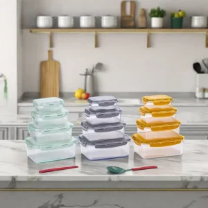 Environment Friendly Transparent Plastic Kitchen Storage Container with Lid Heatable Freshness Preservation Feature Food Storage