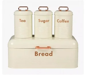 European American Retro Bread Box with Flip Cover Square Iron Storage Jar for Household Kitchen Use